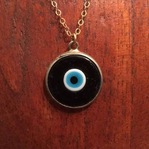 Blue and Gold Minimalist Necklace with Pendant - Picture 2 of 4